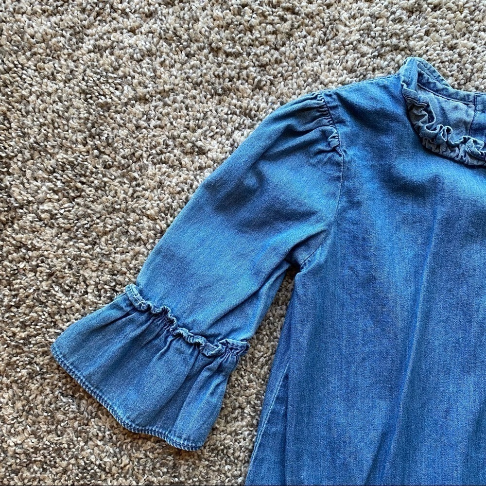 River Island Chambray Bell Sleeve Dress UK 18-24 months - Picture 2 of 9